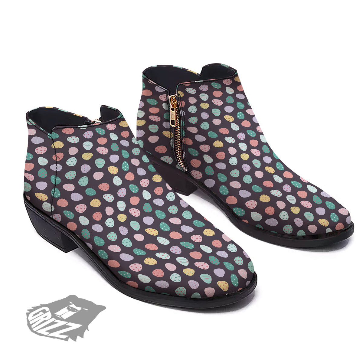 Easter Eggs Cute Print Pattern Ankle Boots-grizzshop