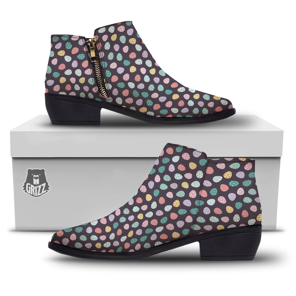 Easter Eggs Cute Print Pattern Ankle Boots-grizzshop