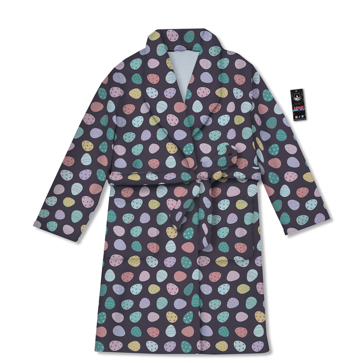 Easter Eggs Cute Print Pattern Bathrobe-grizzshop