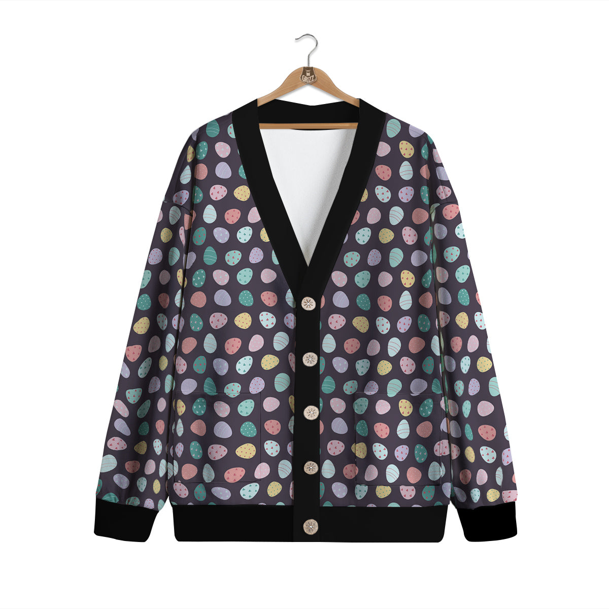 Easter Eggs Cute Print Pattern Cardigan-grizzshop