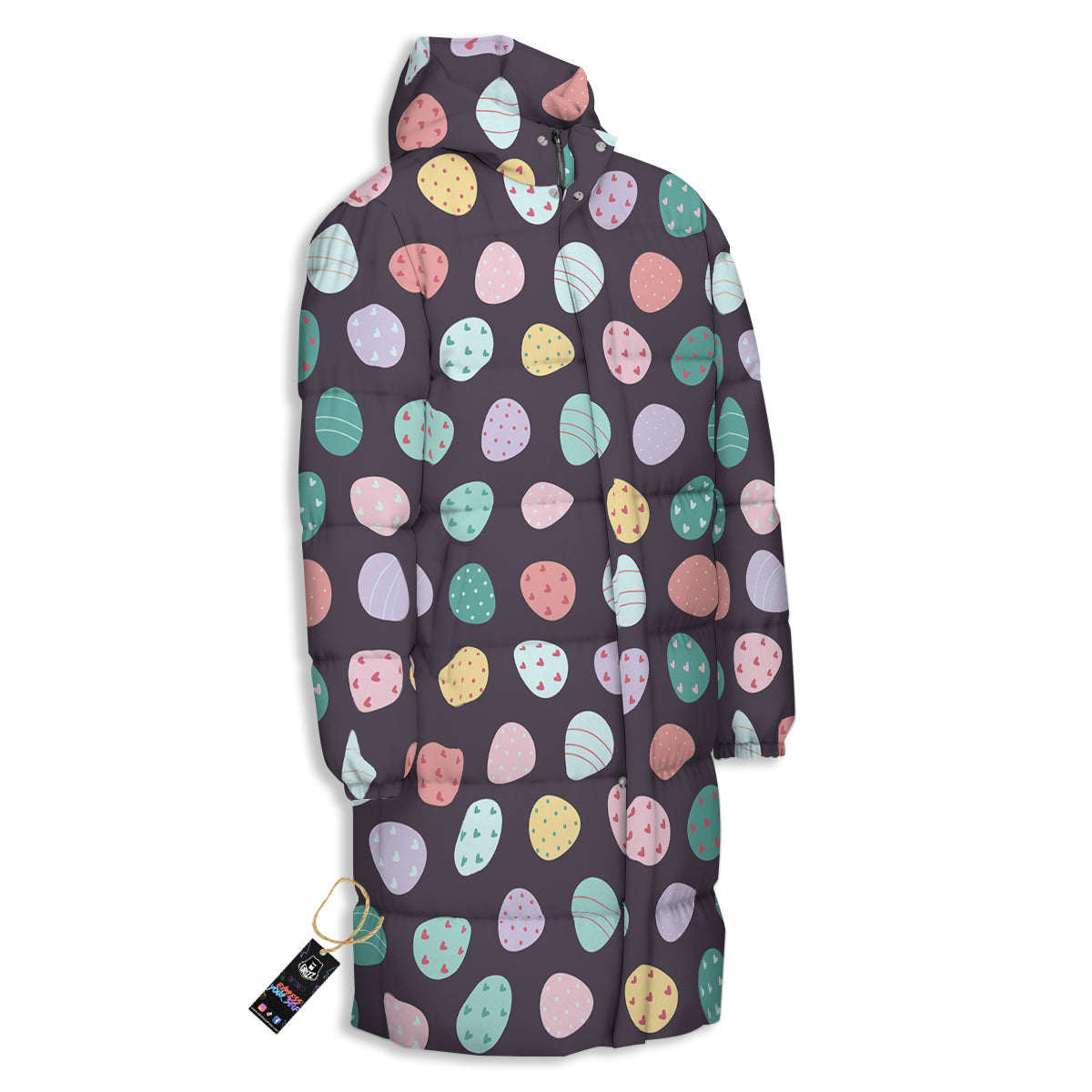 Easter Eggs Cute Print Pattern Long Down Jacket-grizzshop