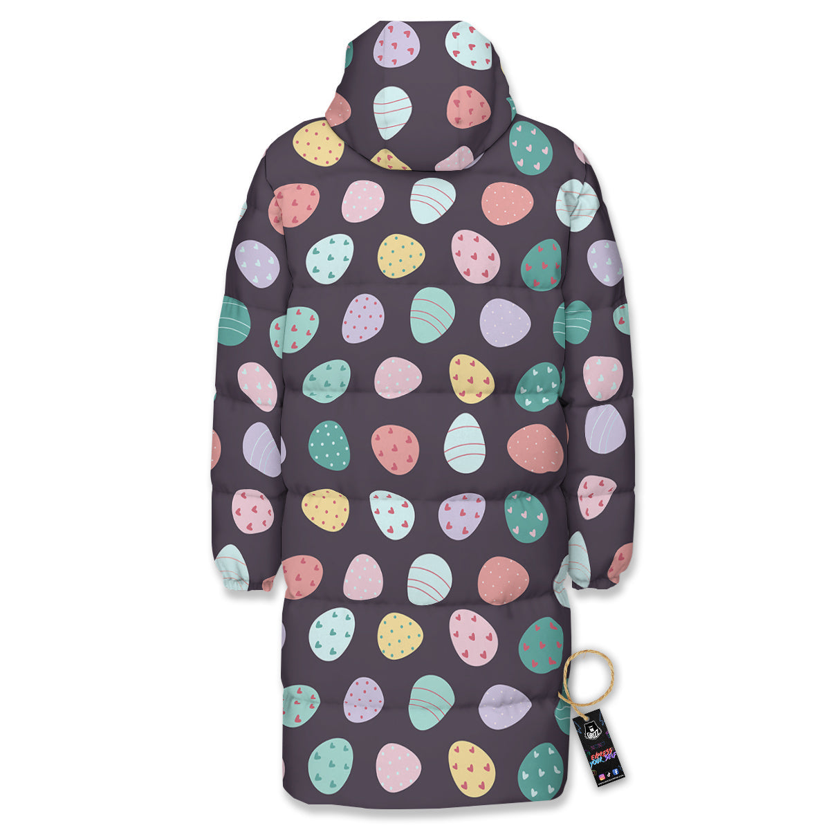 Easter Eggs Cute Print Pattern Long Down Jacket-grizzshop