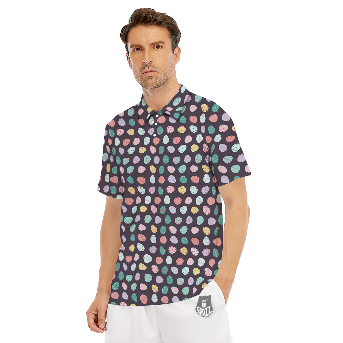 Easter Eggs Cute Print Pattern Men's Golf Shirts-grizzshop