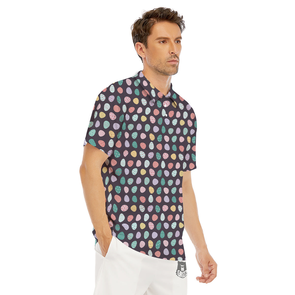 Easter Eggs Cute Print Pattern Men's Golf Shirts-grizzshop