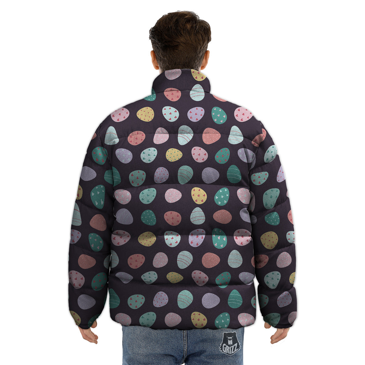 Easter Eggs Cute Print Pattern Puffer Jacket-grizzshop