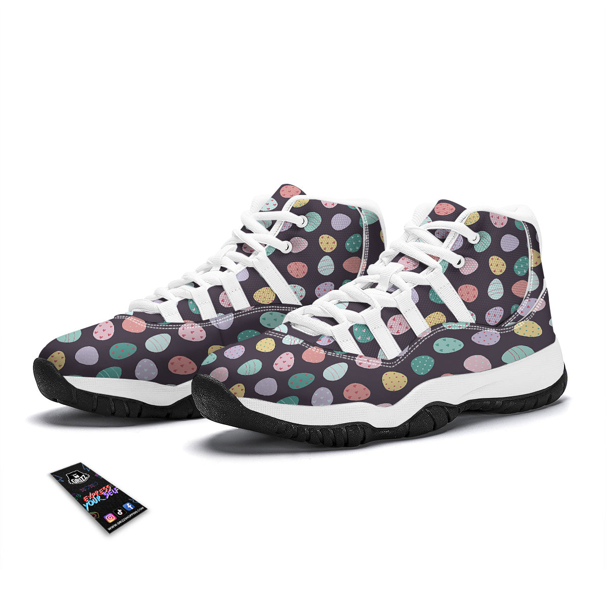Easter Eggs Cute Print Pattern White Bball Shoes-grizzshop