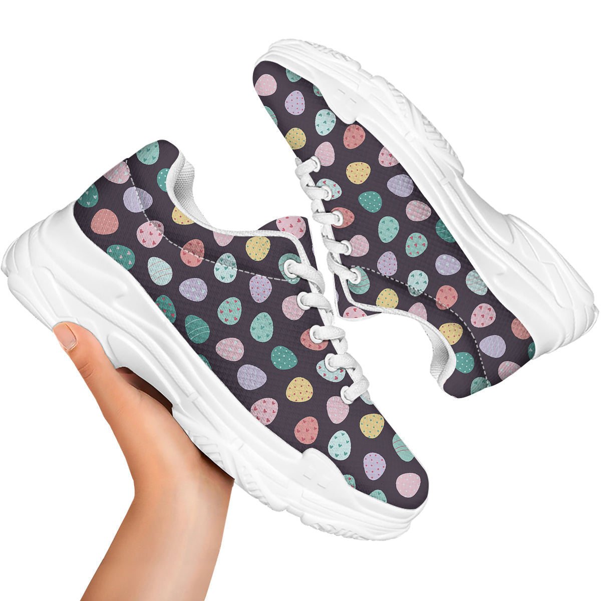 Easter Eggs Cute Print Pattern White Chunky Shoes-grizzshop