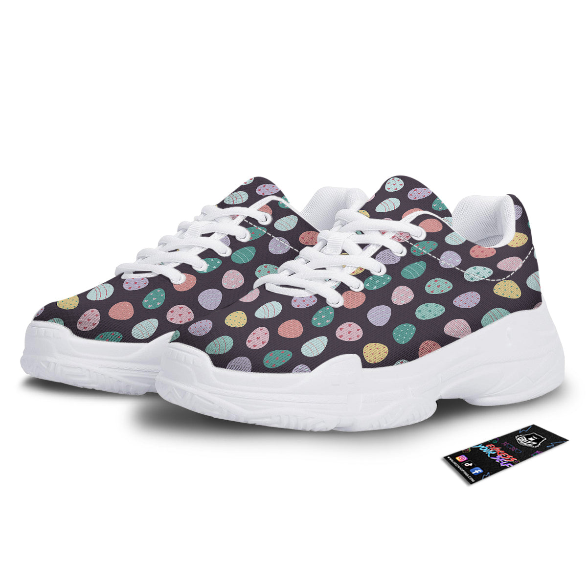 Easter Eggs Cute Print Pattern White Chunky Shoes-grizzshop