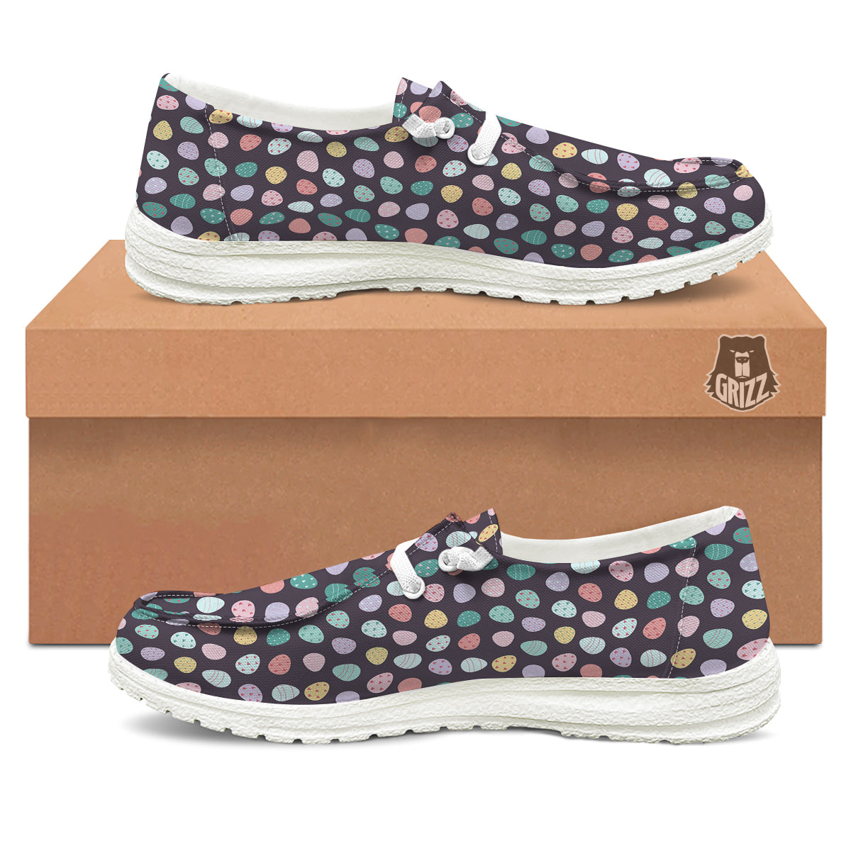 Easter Eggs Cute Print Pattern White Loafers-grizzshop