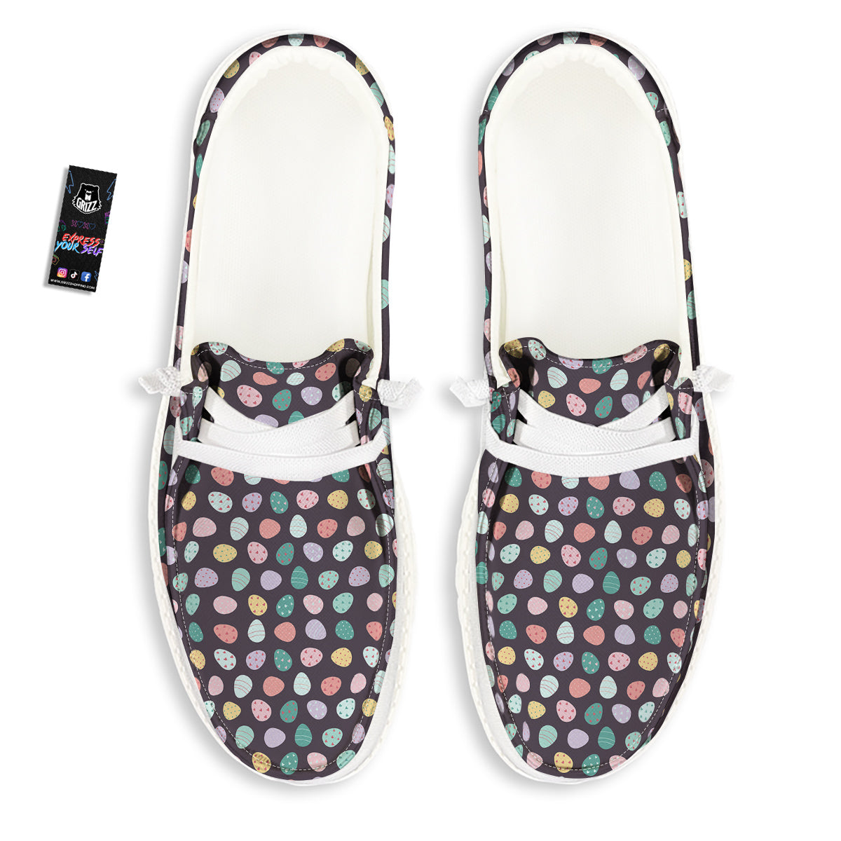 Easter Eggs Cute Print Pattern White Loafers-grizzshop