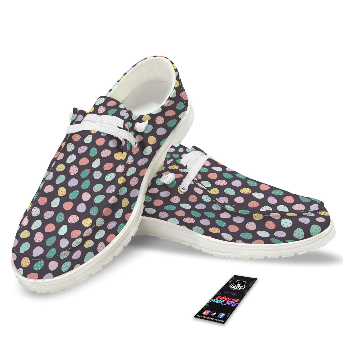 Easter Eggs Cute Print Pattern White Loafers-grizzshop