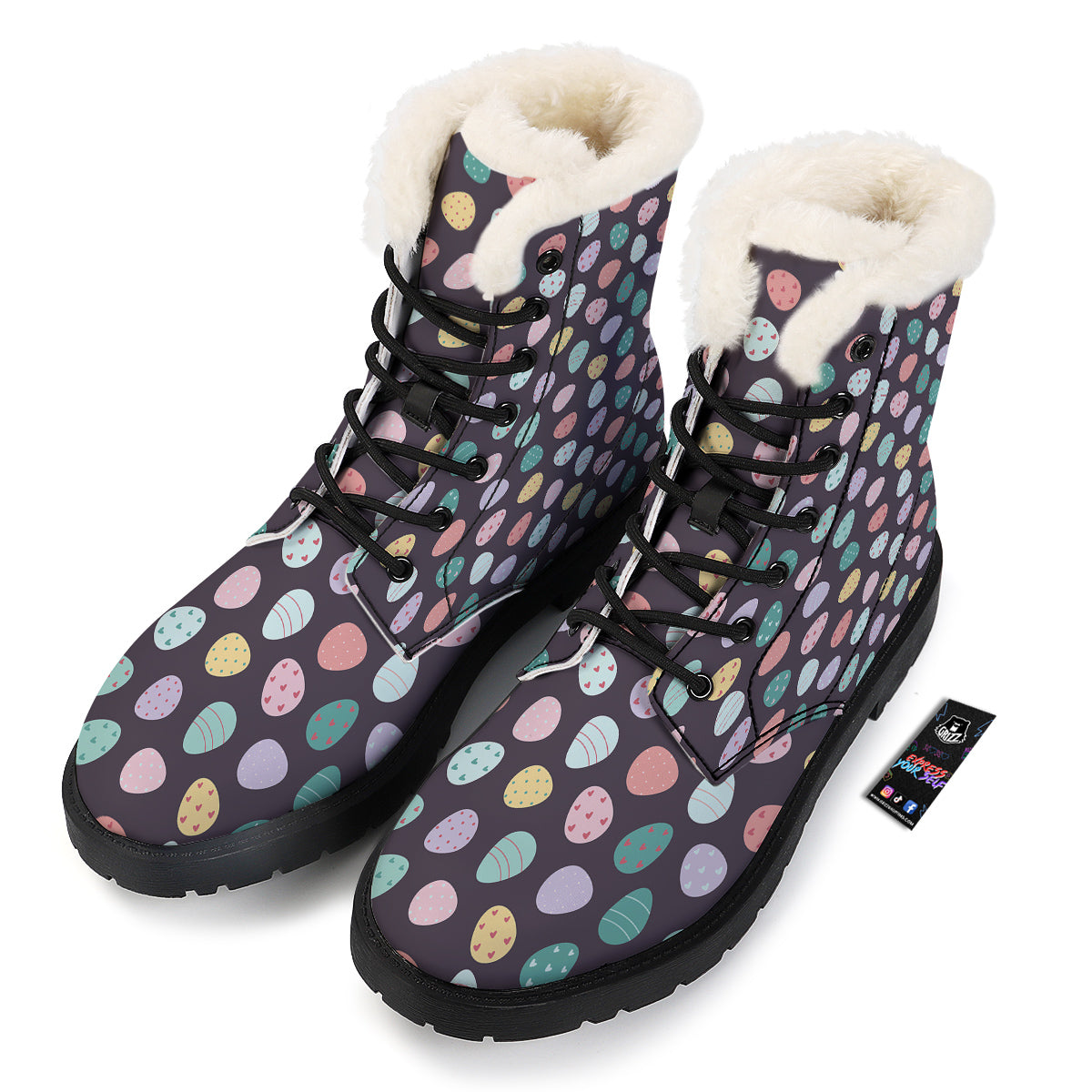 Easter Eggs Cute Print Pattern Winter Boots-grizzshop
