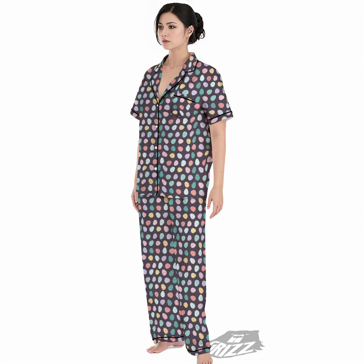 Easter Eggs Cute Print Pattern Women's Pajamas Set-grizzshop