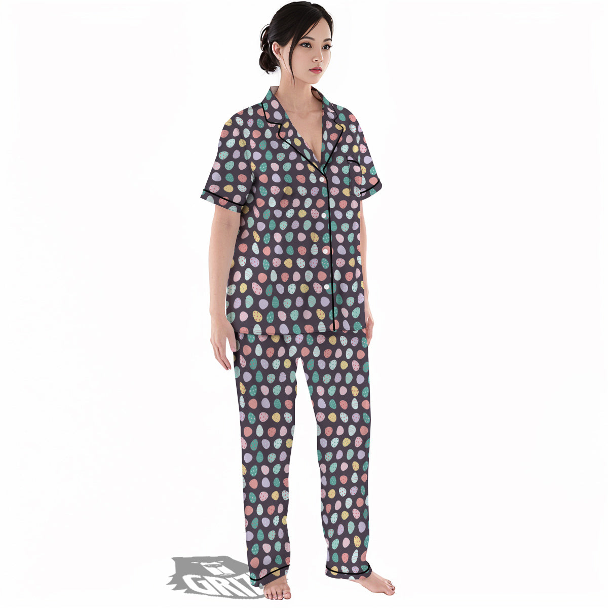 Easter Eggs Cute Print Pattern Women's Pajamas Set-grizzshop