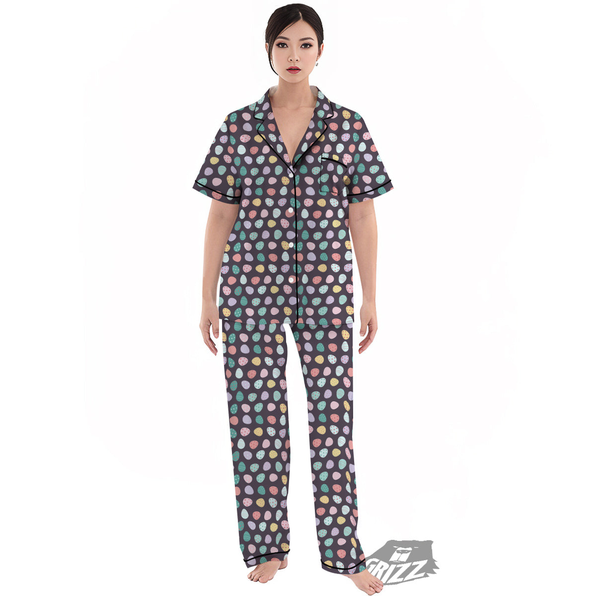 Easter Eggs Cute Print Pattern Women's Pajamas Set-grizzshop