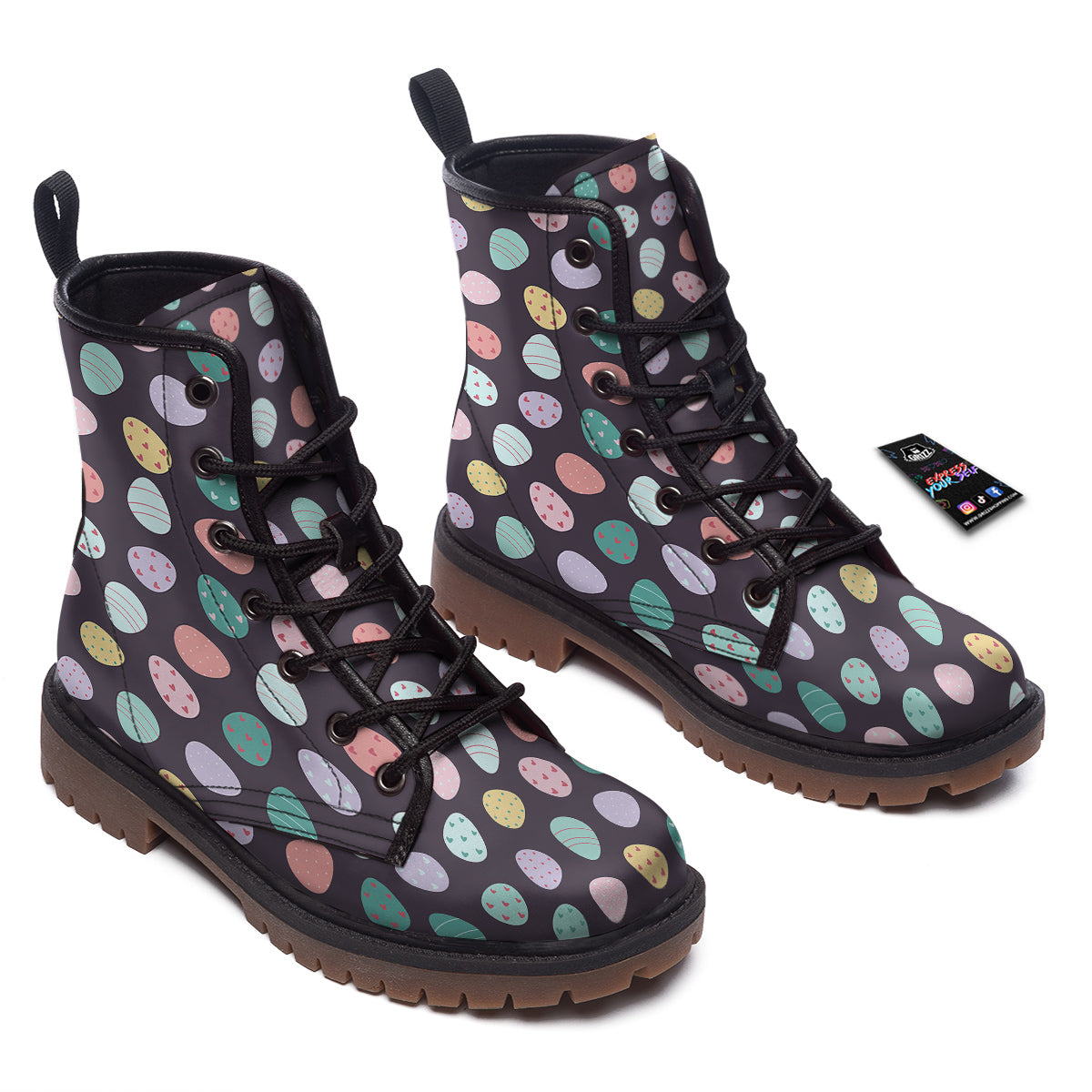 Easter Eggs Cute Print Pattern Work Boots-grizzshop