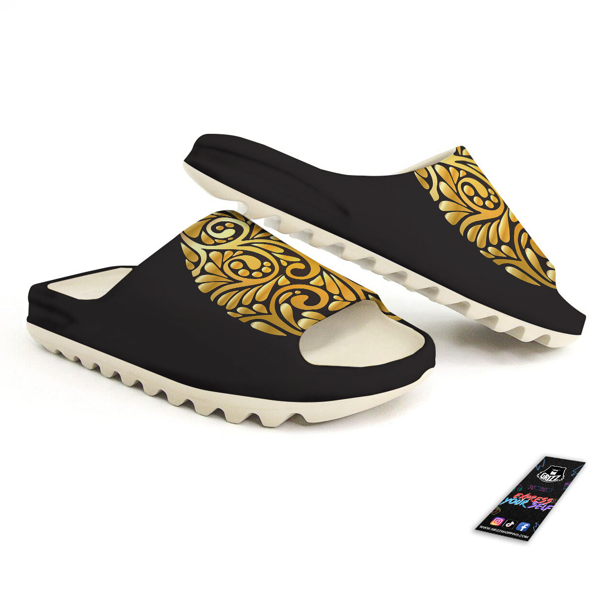 Easter Egg Gold Print Sandals-grizzshop