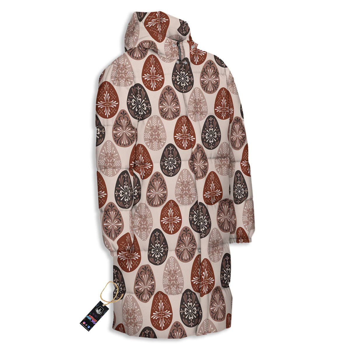 Easter Eggs Bohemian Print Pattern Long Down Jacket