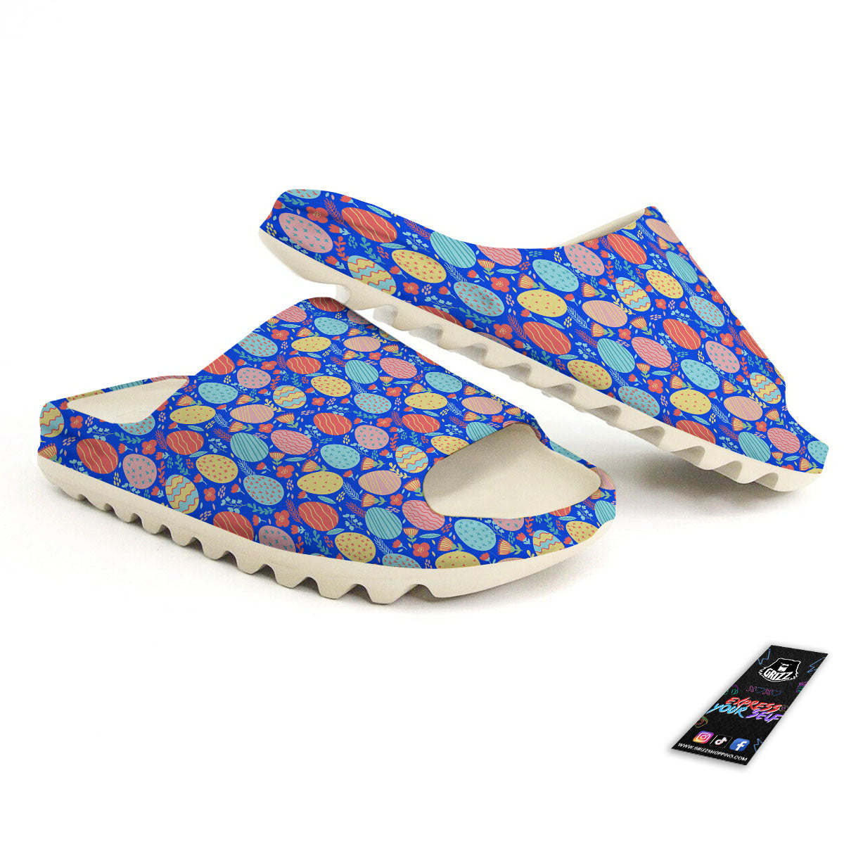 Easter Eggs Colorful Print Pattern Sandals-grizzshop