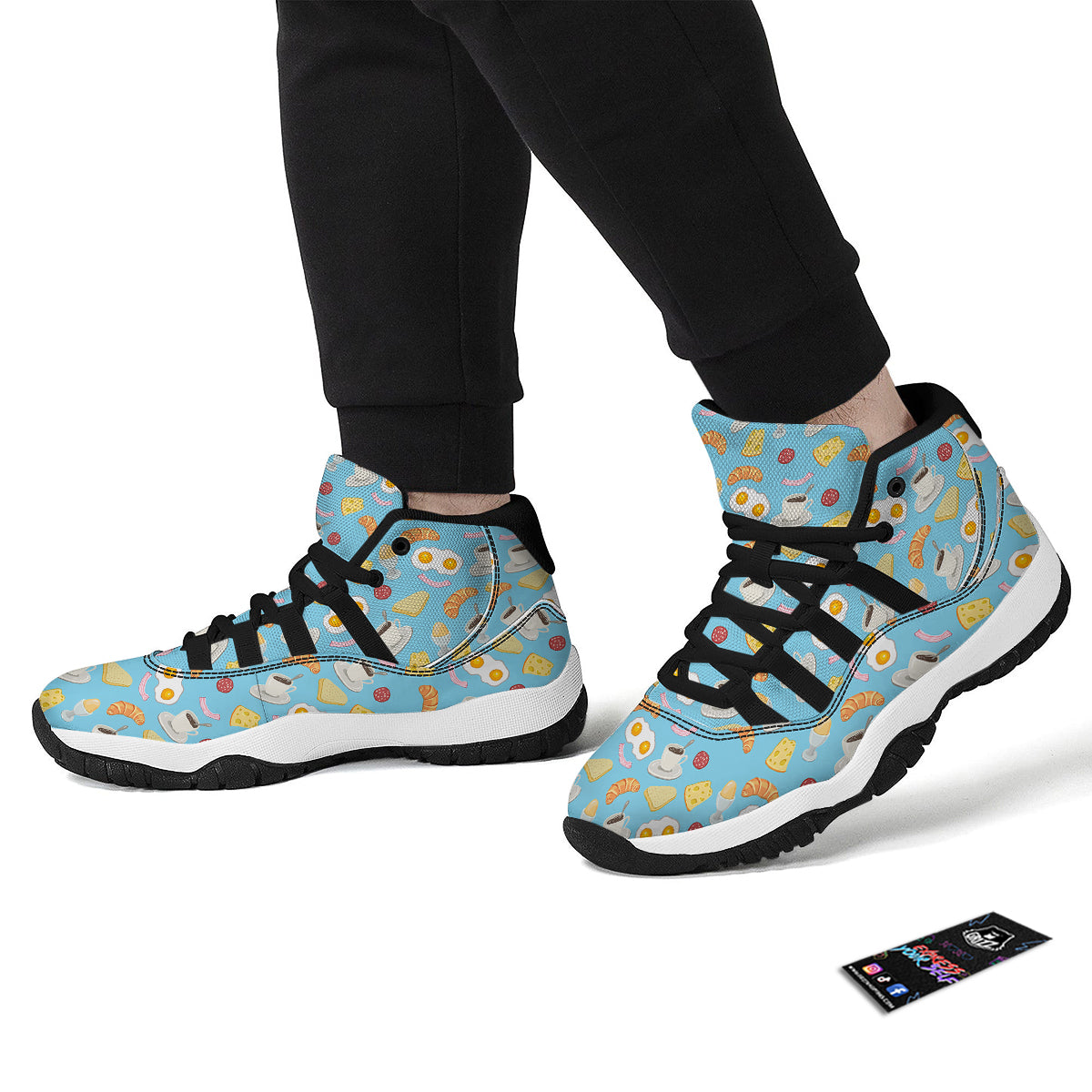 Easy Breakfast Print Pattern Black Bball Shoes-grizzshop