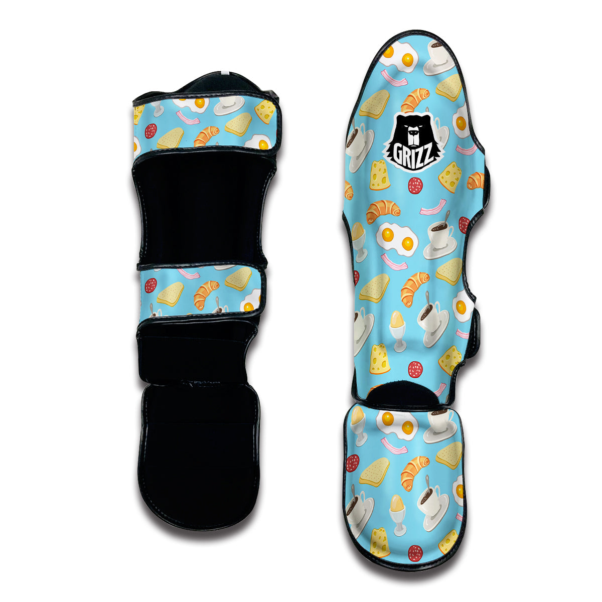 Easy Breakfast Print Pattern Muay Thai Shin Guards-grizzshop