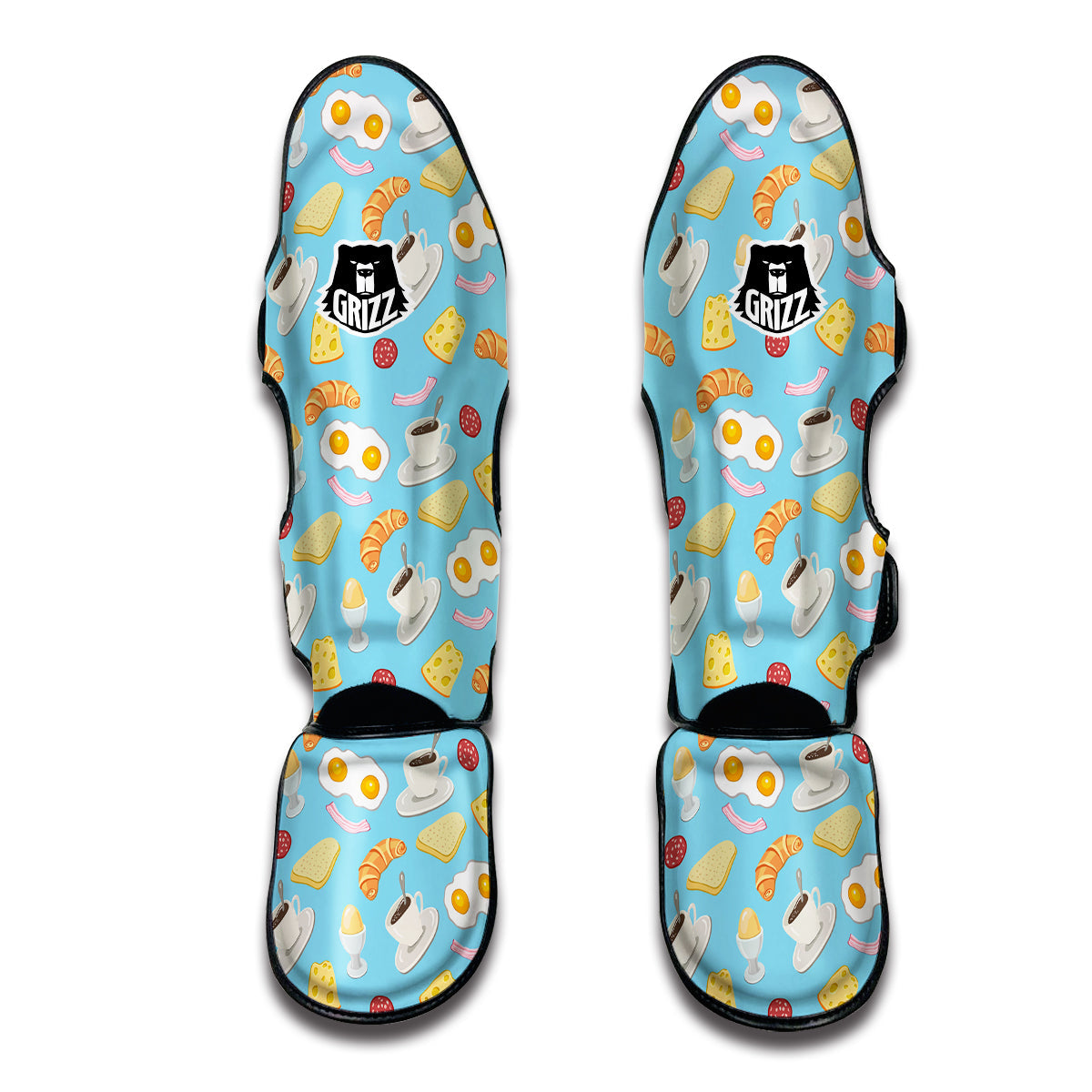 Easy Breakfast Print Pattern Muay Thai Shin Guards-grizzshop