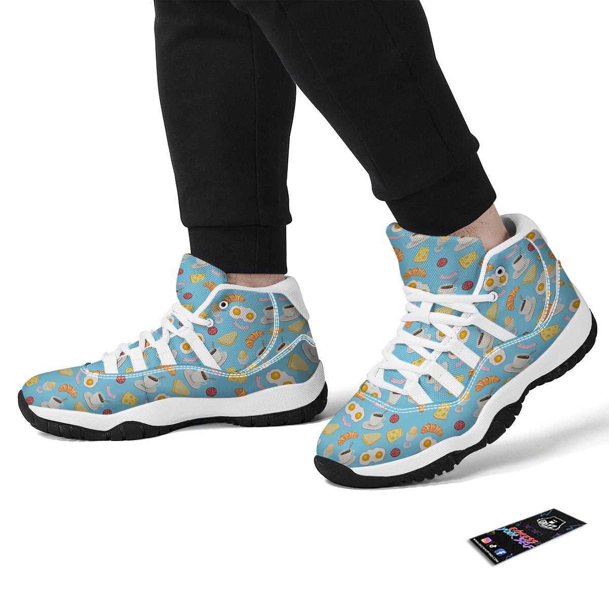 Easy Breakfast Print Pattern White Bball Shoes-grizzshop