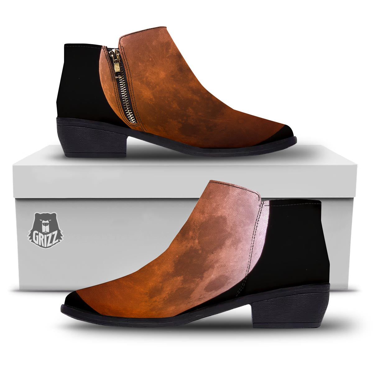 Eclipse Total Lunar Print Ankle Boots-grizzshop