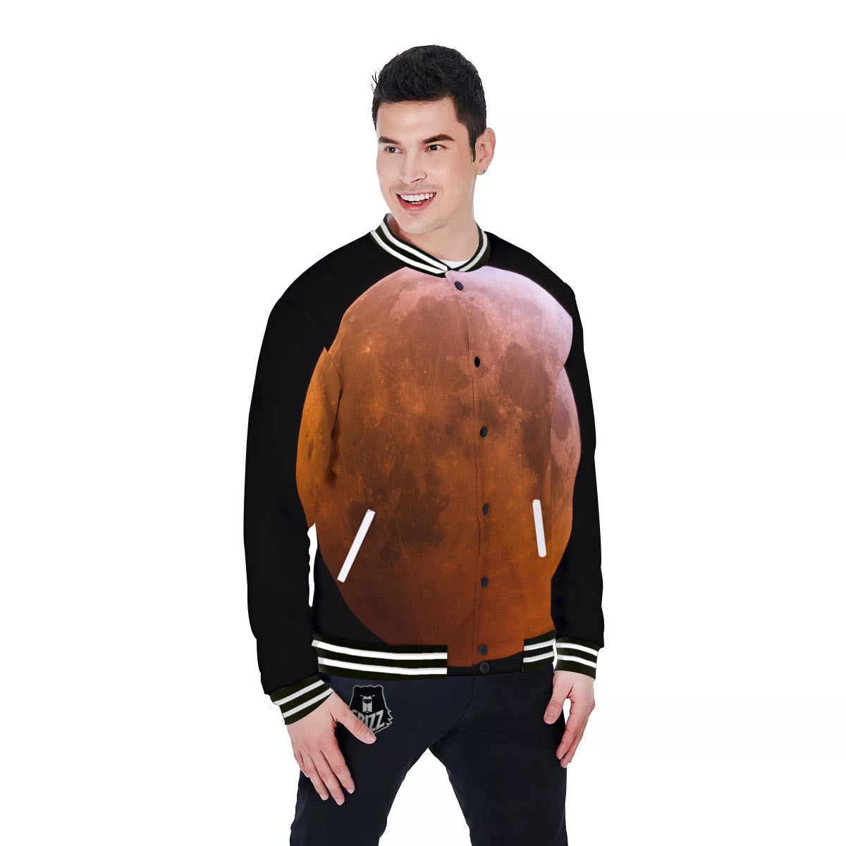 Eclipse Total Lunar Print Baseball Jacket-grizzshop