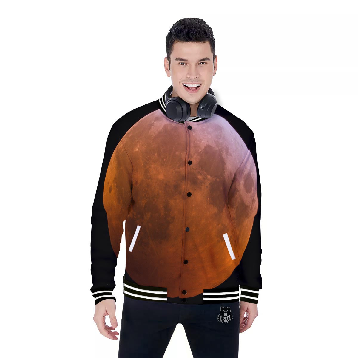 Eclipse Total Lunar Print Baseball Jacket-grizzshop