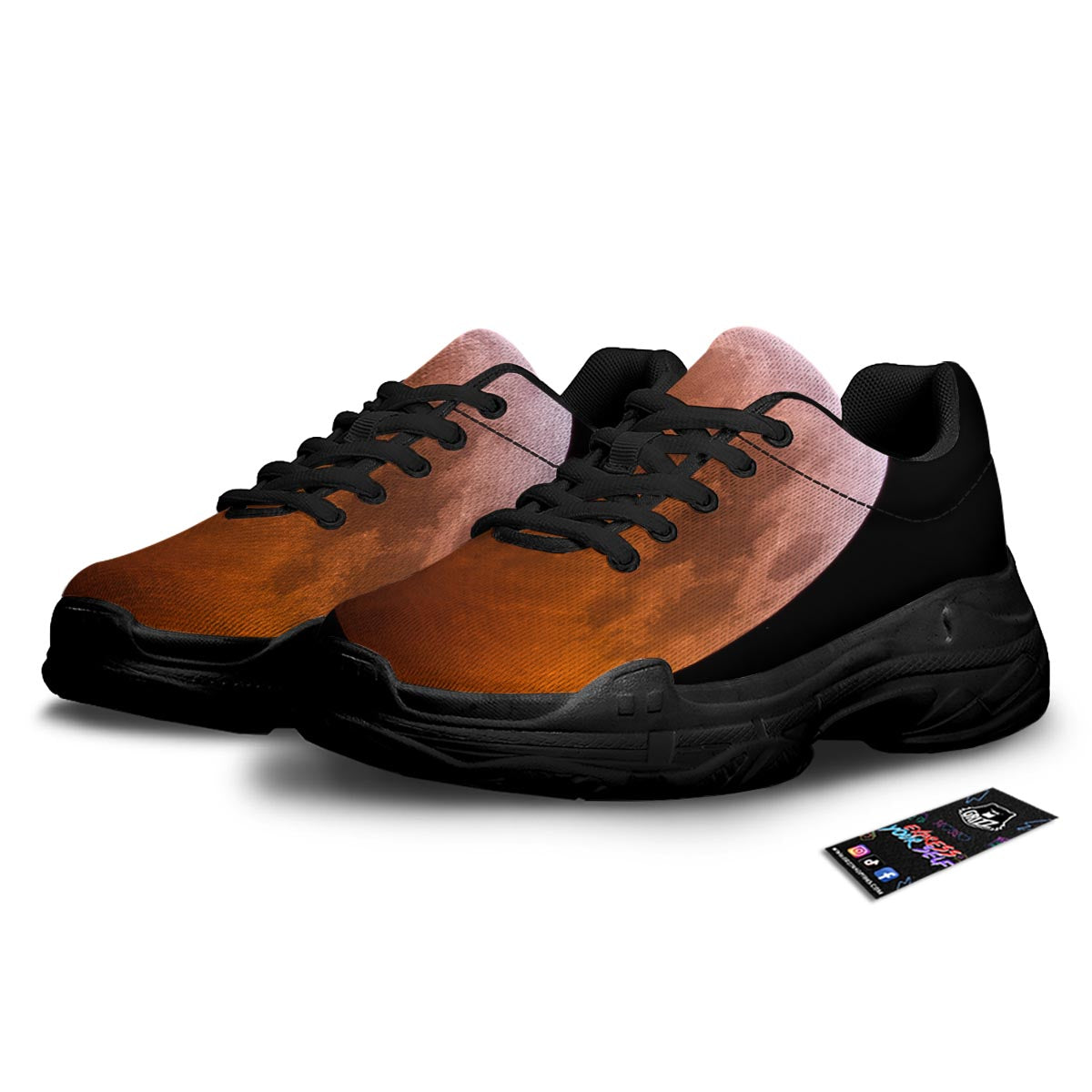 Eclipse Total Lunar Print Black Chunky Shoes-grizzshop