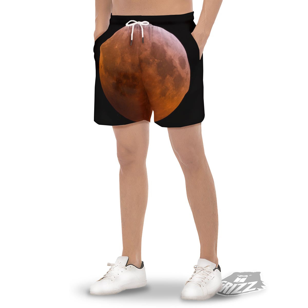 Eclipse Total Lunar Print Men's Gym Shorts-grizzshop