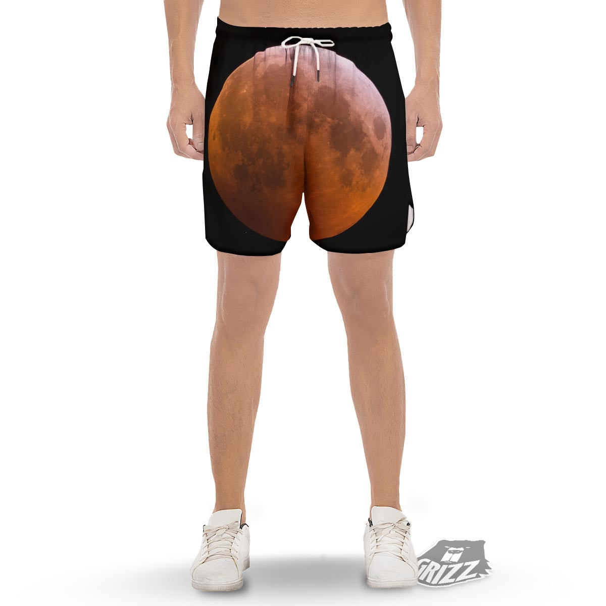 Eclipse Total Lunar Print Men's Gym Shorts-grizzshop