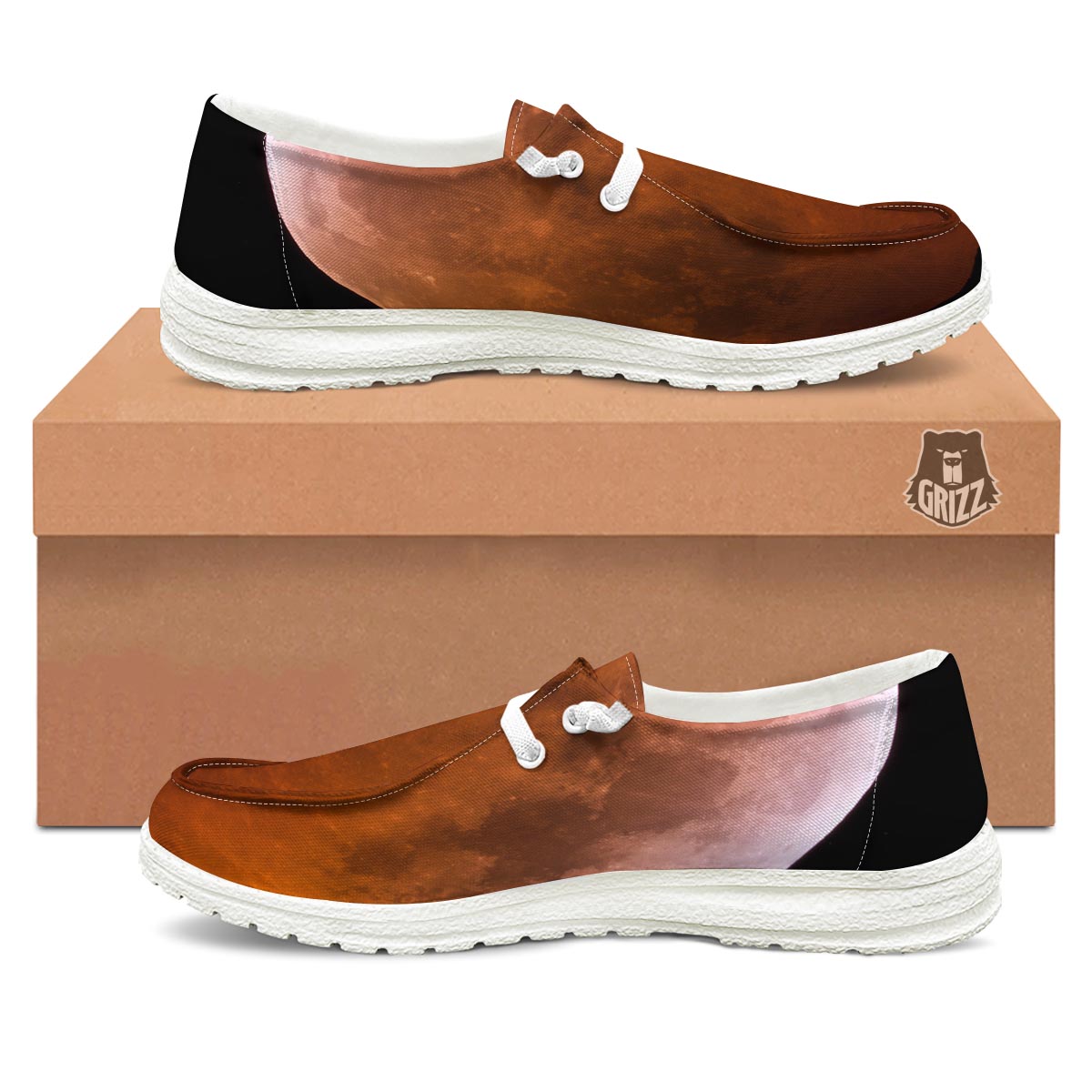 Eclipse Total Lunar Print White Loafers-grizzshop