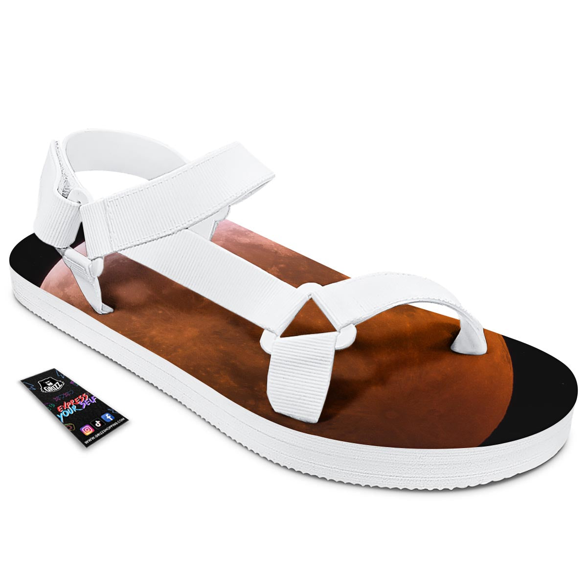 Eclipse Total Lunar Print White Open Toe Sandals-grizzshop