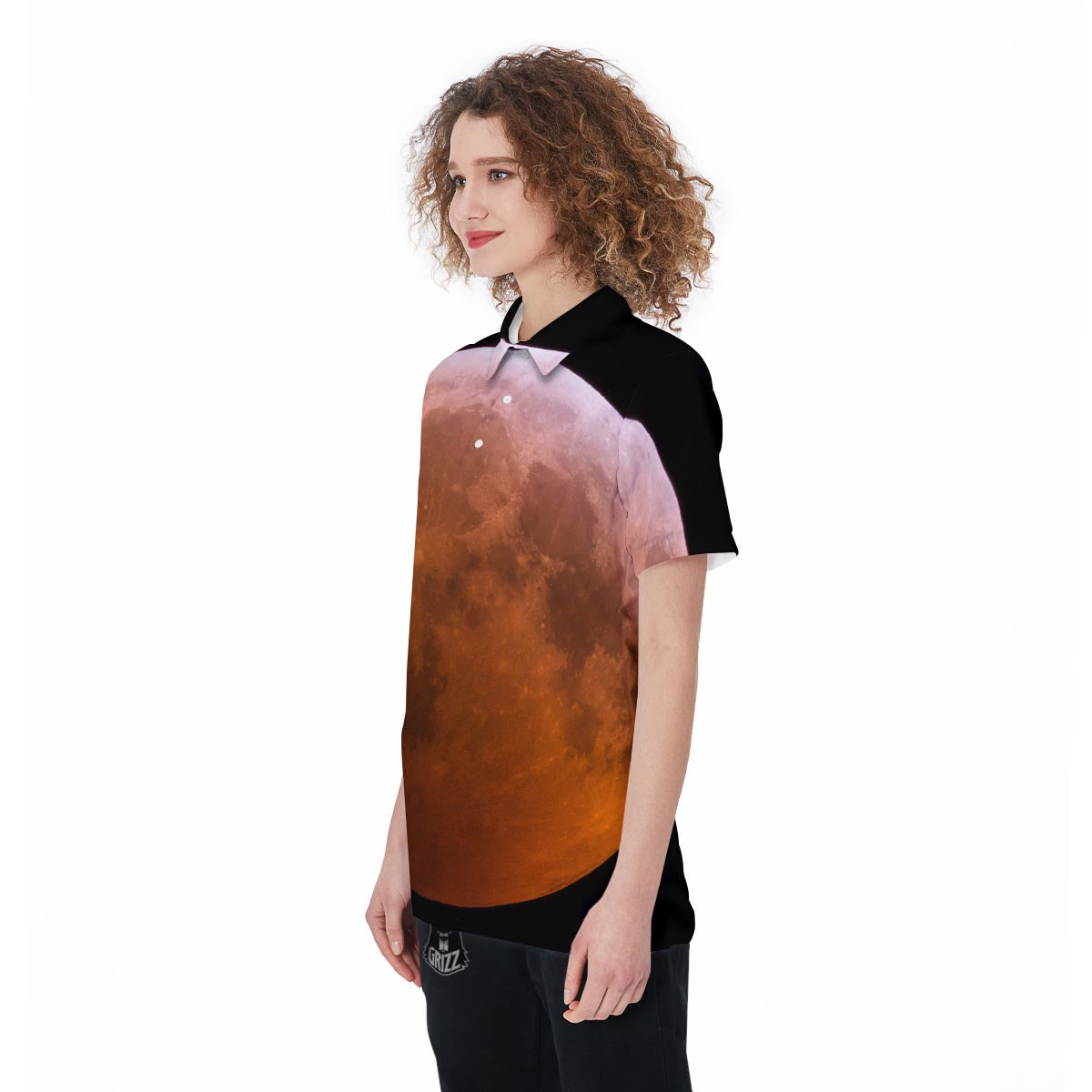 Eclipse Total Lunar Print Women's Golf Shirts-grizzshop