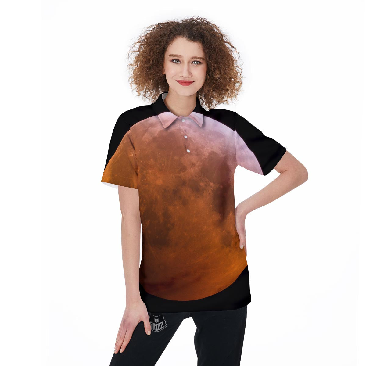 Eclipse Total Lunar Print Women's Golf Shirts-grizzshop