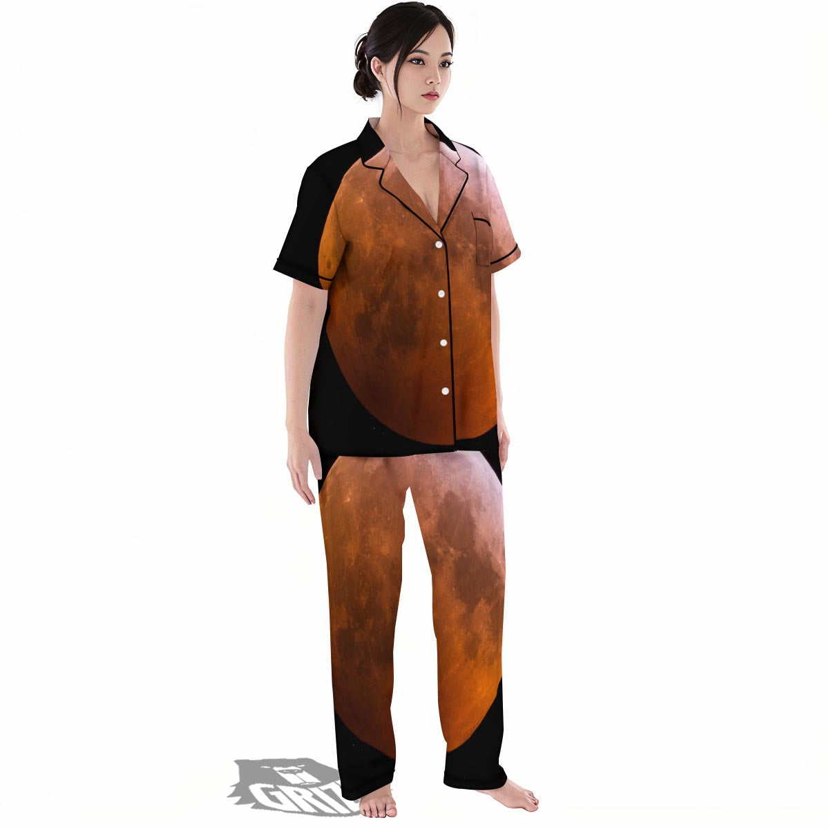 Eclipse Total Lunar Print Women's Pajamas Set-grizzshop