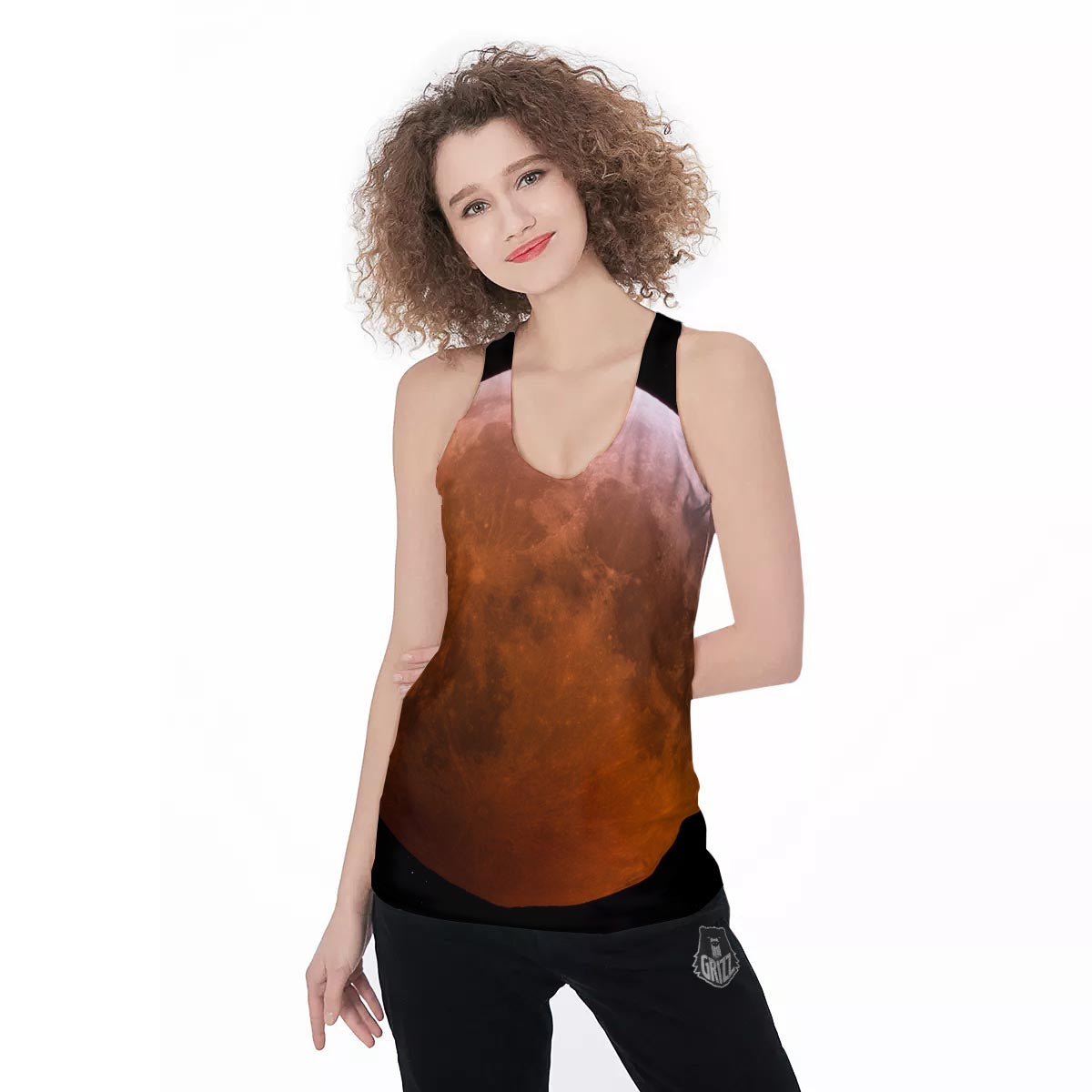 Eclipse Total Lunar Print Women's Racerback Tank Top-grizzshop