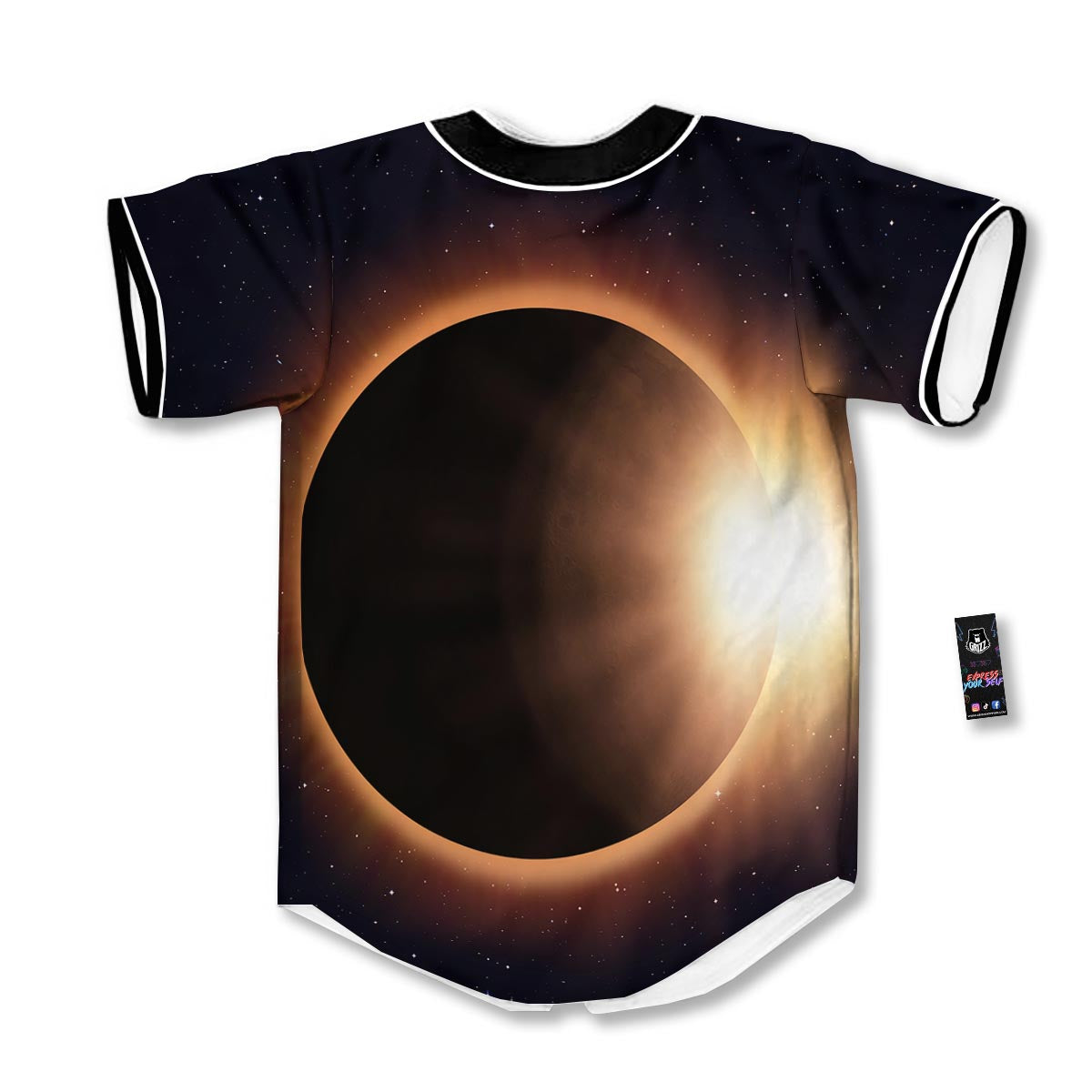 Eclipse Total Solar Print Baseball Jersey-grizzshop