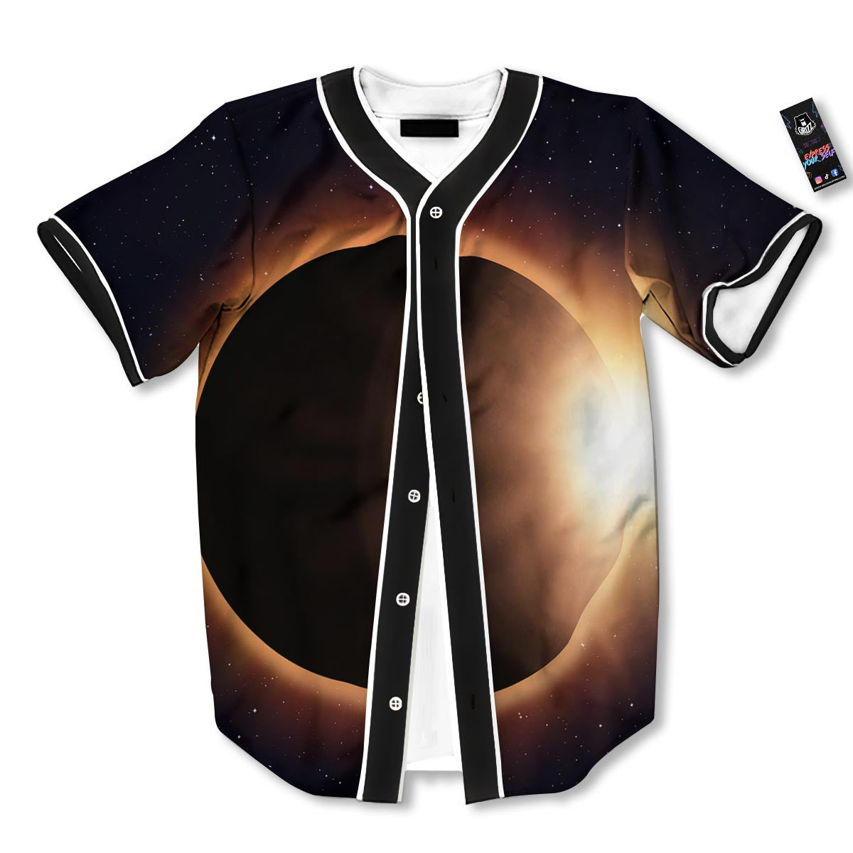 Eclipse Total Solar Print Baseball Jersey-grizzshop