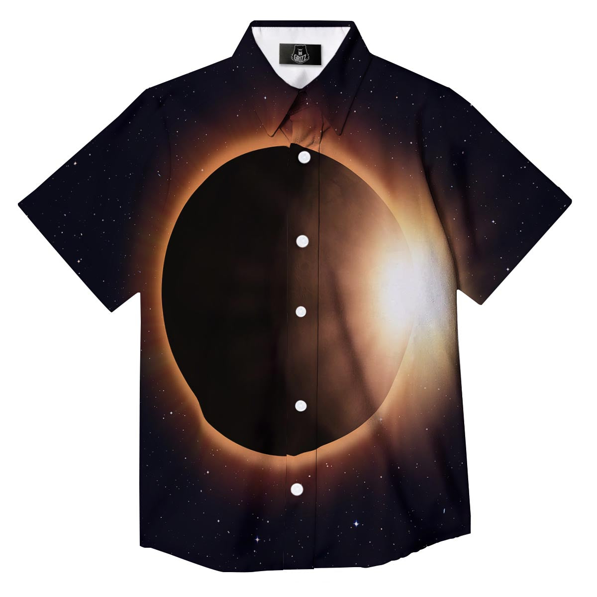 Eclipse Total Solar Print Button Up Shirt-grizzshop