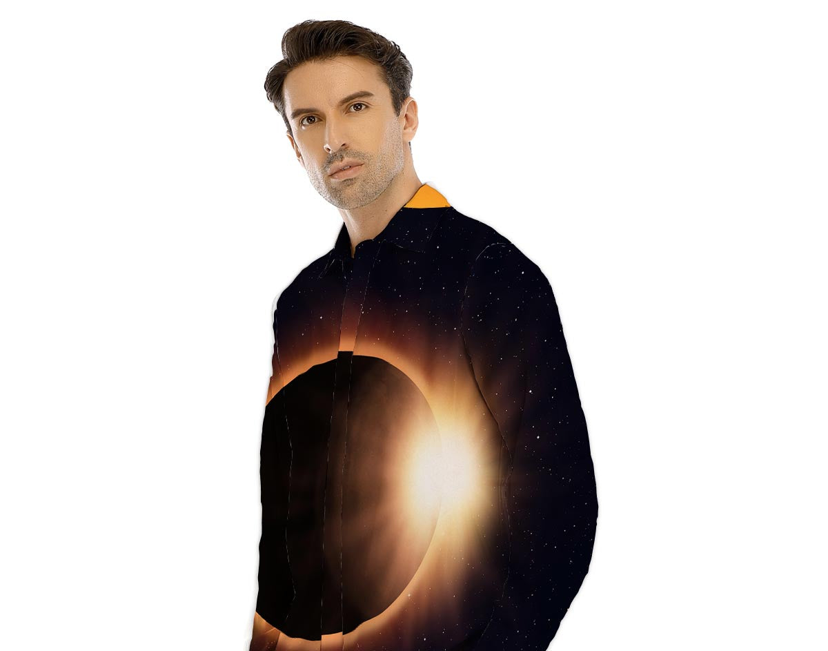 Eclipse Total Solar Print Men's Dress Shirts-grizzshop