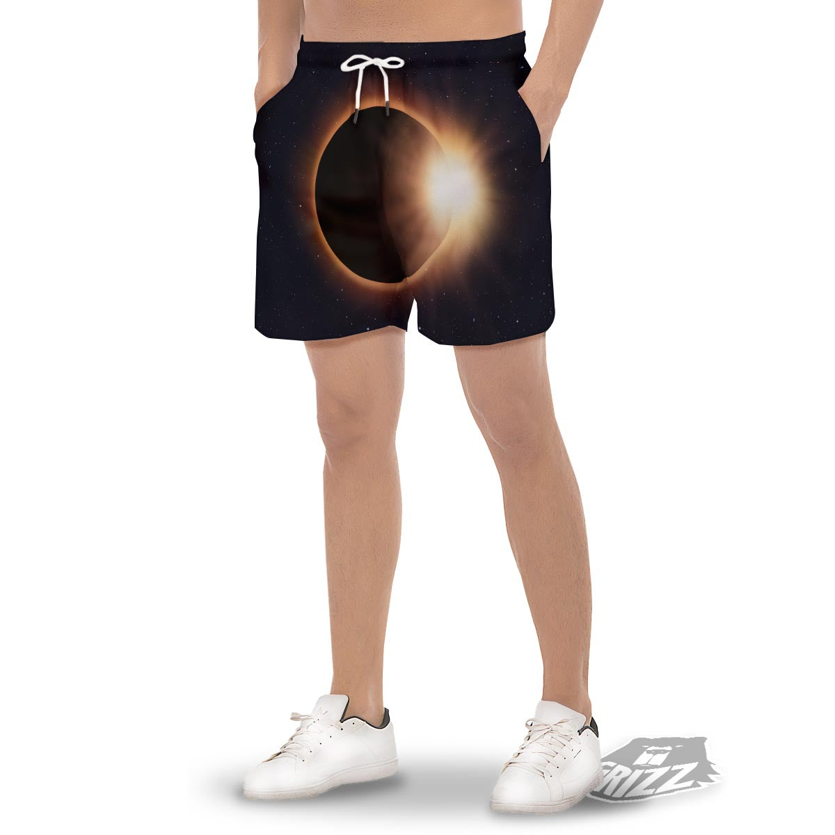 Eclipse Total Solar Print Men's Gym Shorts-grizzshop