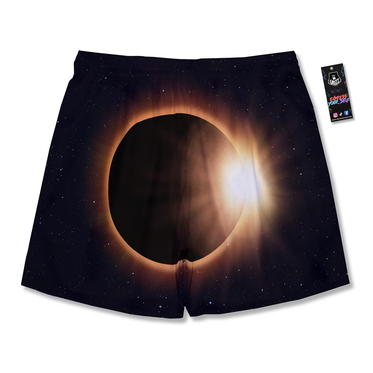 Eclipse Total Solar Print Men's Running Shorts-grizzshop