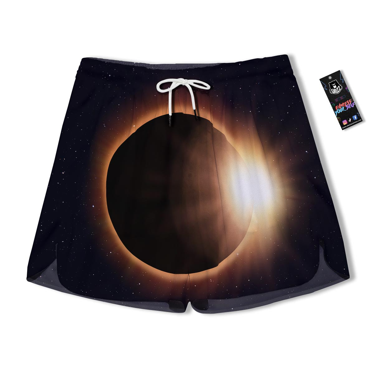 Eclipse Total Solar Print Men's Running Shorts-grizzshop