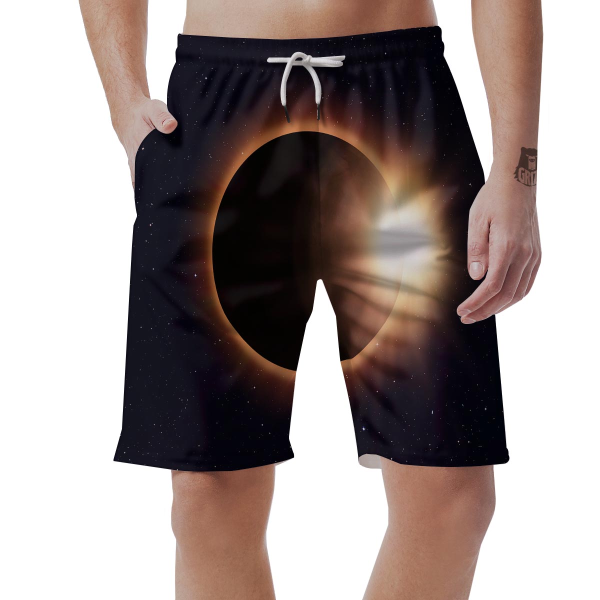 Eclipse Total Solar Print Men's Shorts-grizzshop