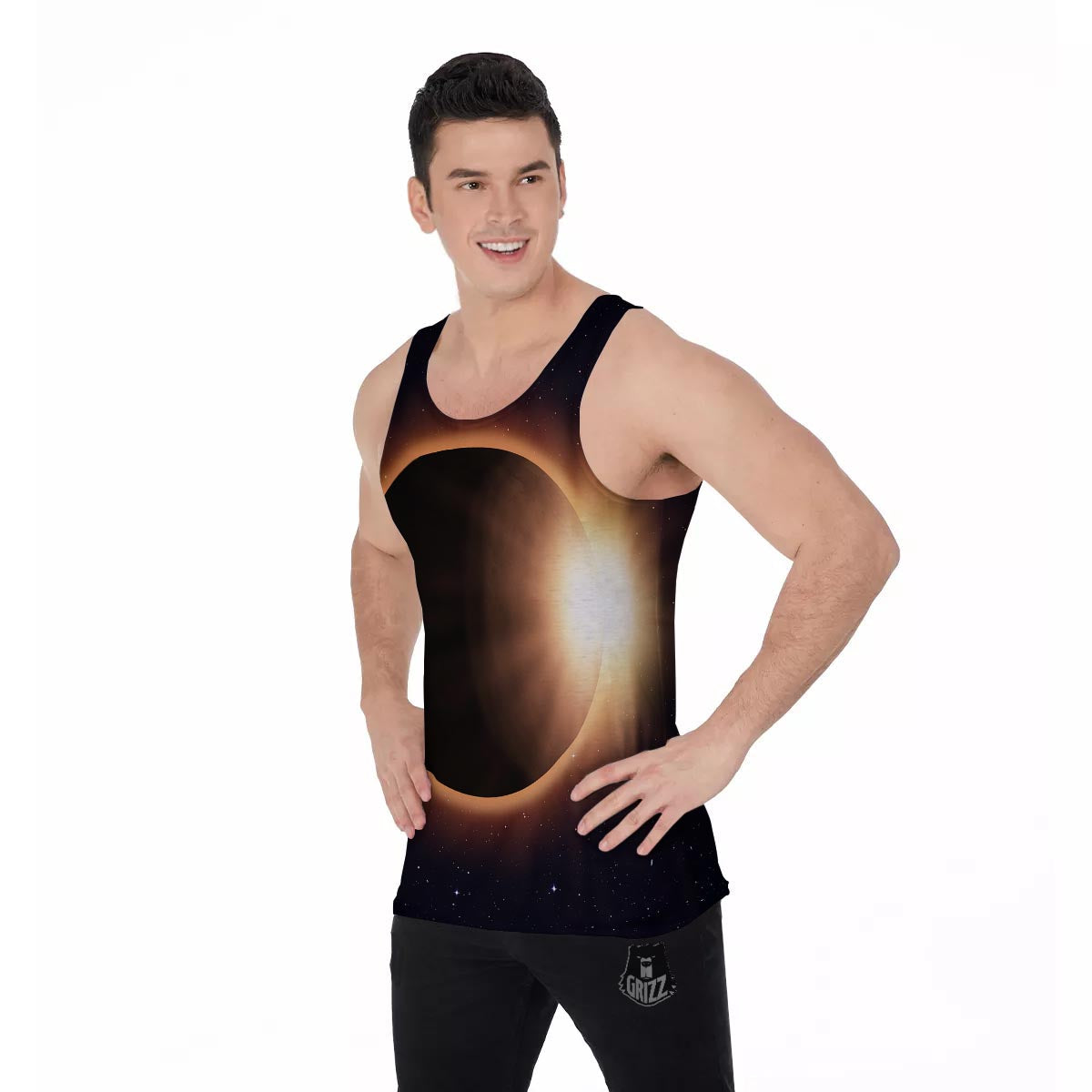Eclipse Total Solar Print Men's Tank Top-grizzshop