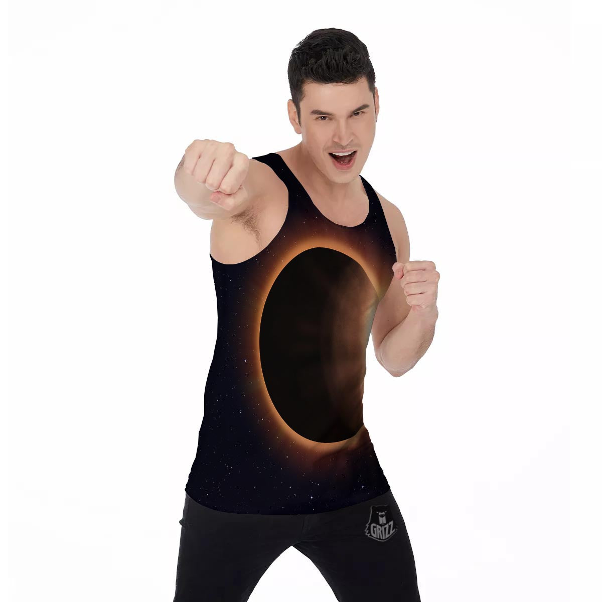Eclipse Total Solar Print Men's Tank Top-grizzshop