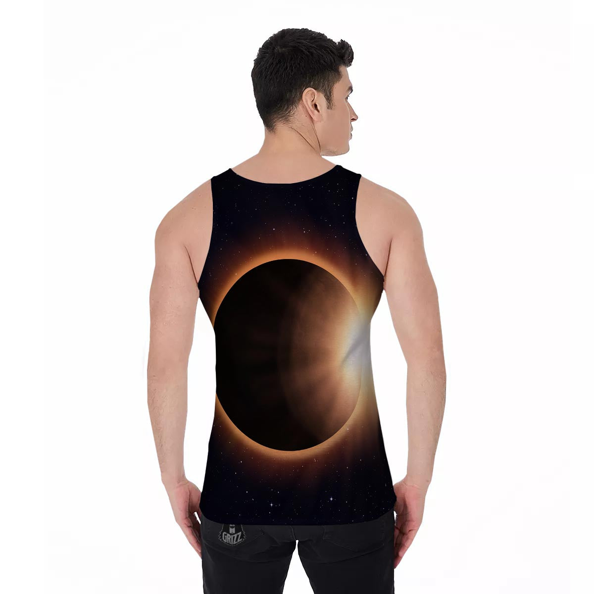 Eclipse Total Solar Print Men's Tank Top-grizzshop